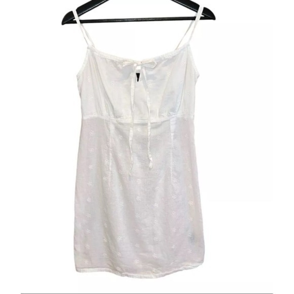 Love By Chesley Women M 100% Cotton Eyelet Milkmaid Mini Dress Cottage Fairy Y2K